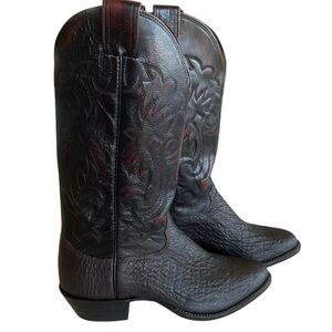 Vtg USA Olathe 7.5 EE Shark Black Cherry Western Cowboy Boots NOS Mens 70491